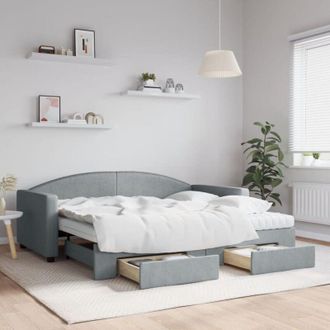 vidaXL Daybed with Trundle and Drawers Light Grey 90x190 cm Fabric vidaXL