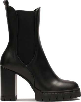 Kazar Leren laarzen met hak en hoge schacht - Dames - Laarzen met Hak - Zwart - 35 EU - Leer - Schoenen