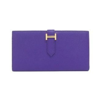 Herm&egrave;s Purple Epsom Leather Long Wallet (Bi-Fold) (Pre-Owned)