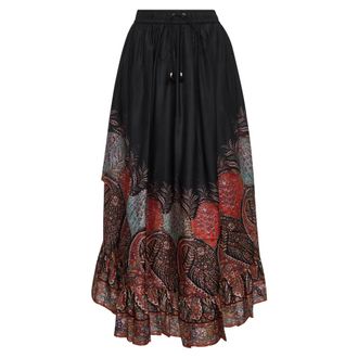 Zimmermann Paisley Print Silk Ruffle Skirt