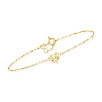 Canaria Canaria Italian 10kt Yellow Gold Diamond-Cut Heart Bracelet