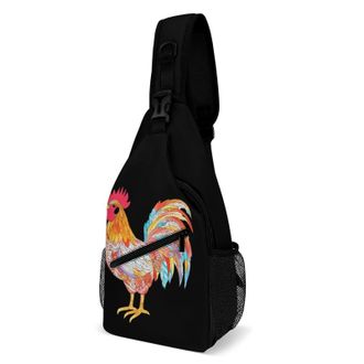 Generic Rooster Art Unisex Shoulder Bags Casual Crossbody Chest Bag Sling Backpack for Hiking Cycling Travel