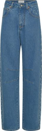 Marine Serre Relaxed-Fit Light Blue Denim Baggy Jeans