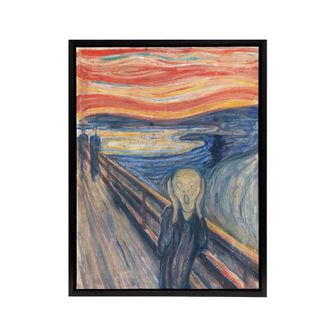 Artery8 The Scream Iconic Painting Munch Vintage Black Framed Canvas Wall Art | Size: W24 x H32