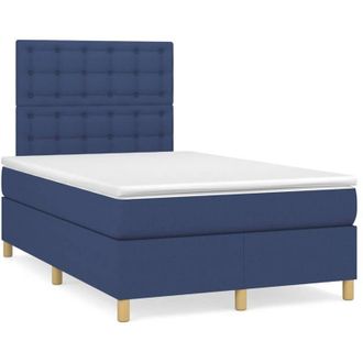 vidaXL Cama Box Spring Con Colch&oacute;n Tela Azul 120x190 Cm Vidaxl