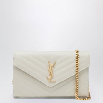 Saint Laurent Cassandre chain pouch in cream