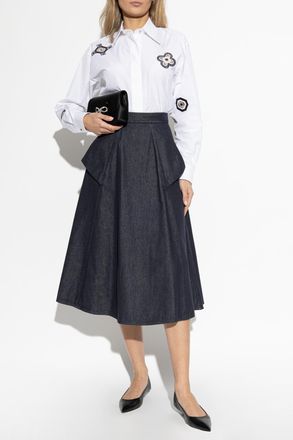 Max Mara Visone Denim Skirt, Womens, Navy Blue
