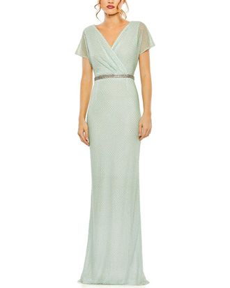 Mac Duggal Beaded V-Neck Gown