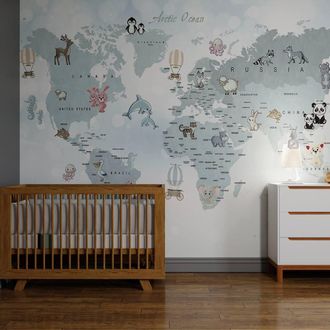 Superfresco Easy Whole Wide World Blue Print To Order 3m x 2.8m Mural