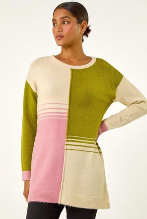 Roman Colour Block Knit Tunic Jumper