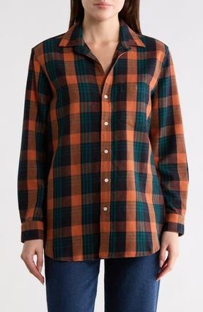 Frank & Eileen Plaid Cotton Button-Up Shirt in Orange Blue Green Plaid at Nordstrom Rack, Size Xx-Small