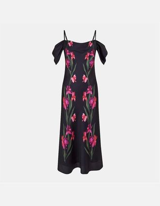 Ted Baker Womens Satin Square Neck Midi Slip Dress - Black - Size: 14