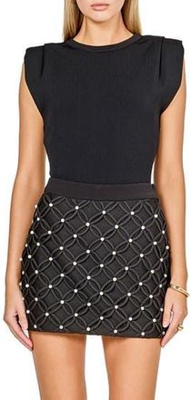 endless rose Pleated Shoulder Knit Top in Black at Nordstrom Rack, Size X-Small