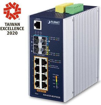 Planet Ip30 Din-rail Industrial L3 8p Gestionado Gigabit Ethernet (10/100/1000) Aluminio, Azul