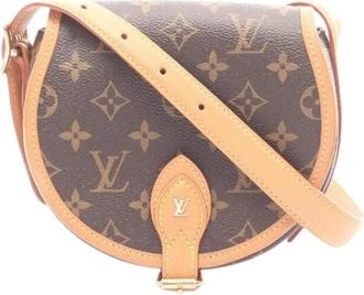 Louis Vuitton Pre-owned Tambourin Monogram PVC Gecoat Canvas Leren Schoudertas - Dames - Vintage Schoudertas - Bruin - ONE Size - Leer - Vintage
