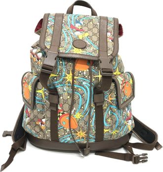 Gucci Beige Blue Brown Gg Supreme Backpack (Pre-Owned)