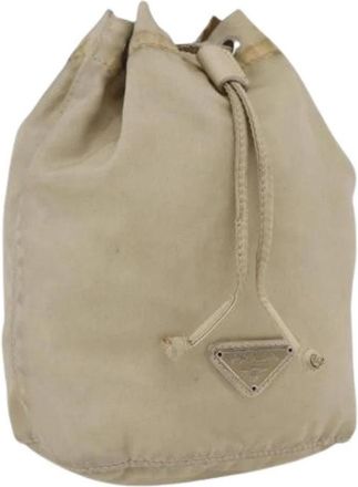 Prada Pre-owned Nylon Bucket Bag - Dames - Vintage Tas - Beige - ONE Size - Nylon - Vintage