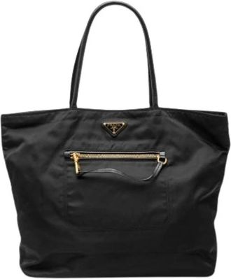 Prada Pre-owned Tote Bags, female, Black, Size: ONE SIZE Pre-owned Nylon Tote