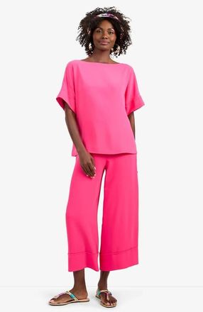 Trina Turk Bahooka Cropped Wide-Leg Georgette Pant in Pink at Nordstrom, Size 00