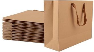 OEM Juego De 24 Bolsas De Regalo De Papel Kraft, Bolsa De Regalo De Gran Formato Con Asa, Bolsa De Papel Kraft De 32 X 11 X 25 Cm Para Navidad, Cumplea&ntilde;os