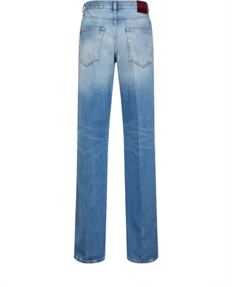 Gucci Womens Light Blue Flared Cotton Denim Jeans