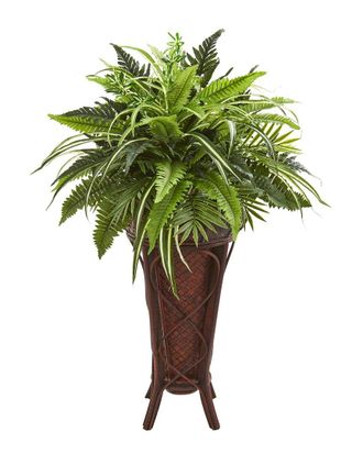 Nearly Natural 32In Mixed Greens & Fern Artificial Plant In Decorative Stand