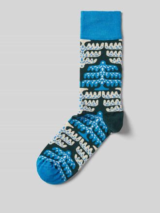 DillySocks Socken mit Motiv-Stitching Modell Icy Pine in Helltuerkis, Gr&ouml;&szlig;e 1