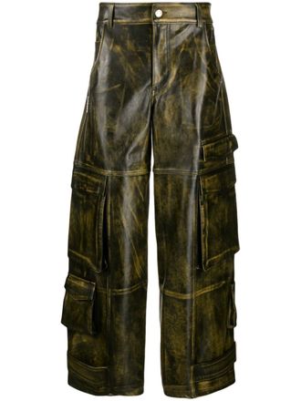 GCDS Rub-Off Ultracargo leather trousers - men - Leather/Viscose - 44 - Black
