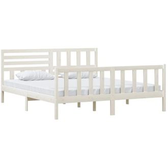 vidaXL Bed Frame without Mattress White Super King Solid Wood vidaXL