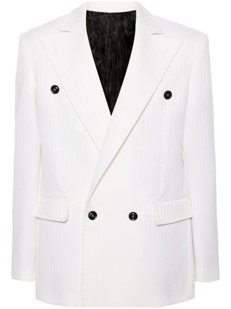 Roberto Cavalli double-breasted virgin-wool blazer - White