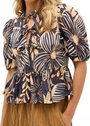 Marie Oliver Estella Floral Print Peplum Top In Moonflower