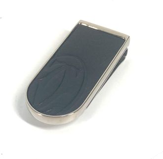 Cartier Silver Black Stainless Steel Leather Money Clip (Pre-Owned)