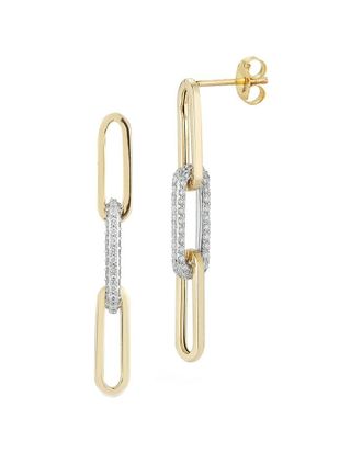Nephora 14K Two-Tone 0.48 Ct. Tw. Diamond Paperclip Studs