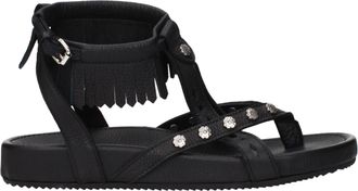 Isabel Marant Black Leather Flat Womens Sandals