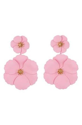 Eye Candy Los Angeles Floral Drop Earrings in Light Pink at Nordstrom Rack