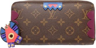 Louis Vuitton Brown Magenta Canvas Long Wallet (Bi-Fold) (Pre-Owned)