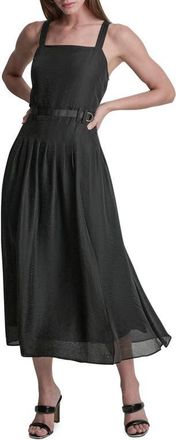 DKNY Belted Pleated Midi Dress in Navy at Nordstrom, Size X-Small