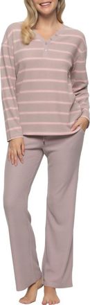 Felina Jolie Thermal Knit Henley Pajamas in Purple Dove at Nordstrom, Size X-Small