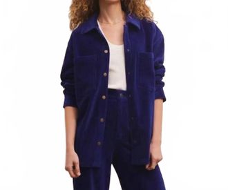 FRNCH Knit Cord Jacket In Blue