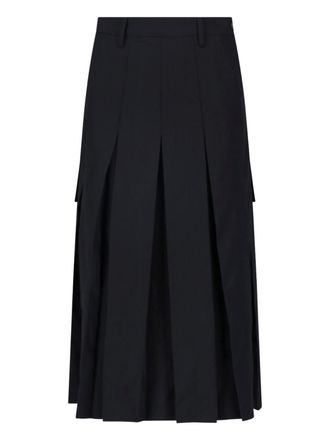 Maison Margiela Asymmetrical Pleated Midi Skirt With Front Zip Closure