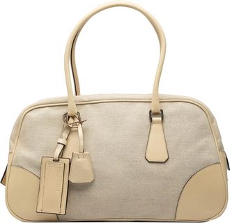 Prada Pre-owned Womens Canvas Shoulder Bag - Ivory Textile - One Size