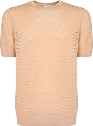 Amaranto Open-knit T-Shirt - Heren - Ronde hals truien - Beige - L - Truien & Vesten