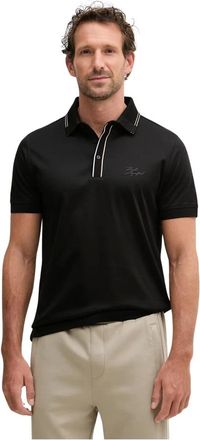 Karl Lagerfeld Tops, Heren, Zwart, L, Katoen, Signature Gestreefd Katoenen Poloshirt