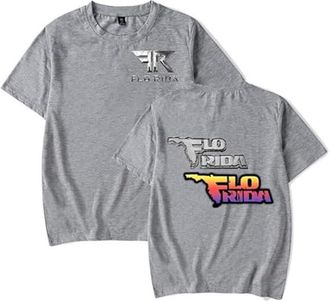 Generic Flo Rida Merch T-Shirt, Short Sleeve Tops Tee for Women Men,Grey,M