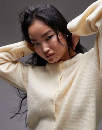 & Other Stories Cardigan giallo chiaro in misto lana e alpaca con bottoni sul davanti