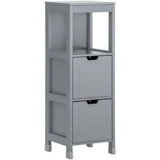SoBuy Mueble Columna De Ba&ntilde;o Armario Para Ba&ntilde;o-1 Estantes Y 2 Cajones Gris Oscuro Frg127-sg Sobuy Es