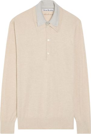 Acne Studios Layered-effect Silk and Wool-blend Polo top - Beige - S (UK8-10 / S)