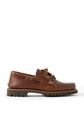 Yuketen Hex Eye Pebble-Grain Leather Boat Shoes
