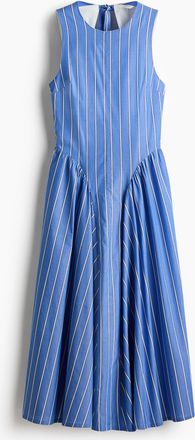 H&M Baumwollkleid mit Bindeb&auml;ndern im R&uuml;cken - Blau/Weiss Gestreift