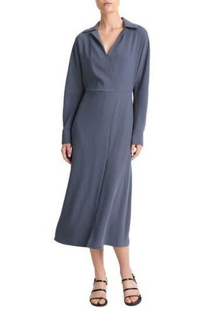 Vince Long Sleeve Shirtdress in Dk Water at Nordstrom Rack, Size Xx-Small
